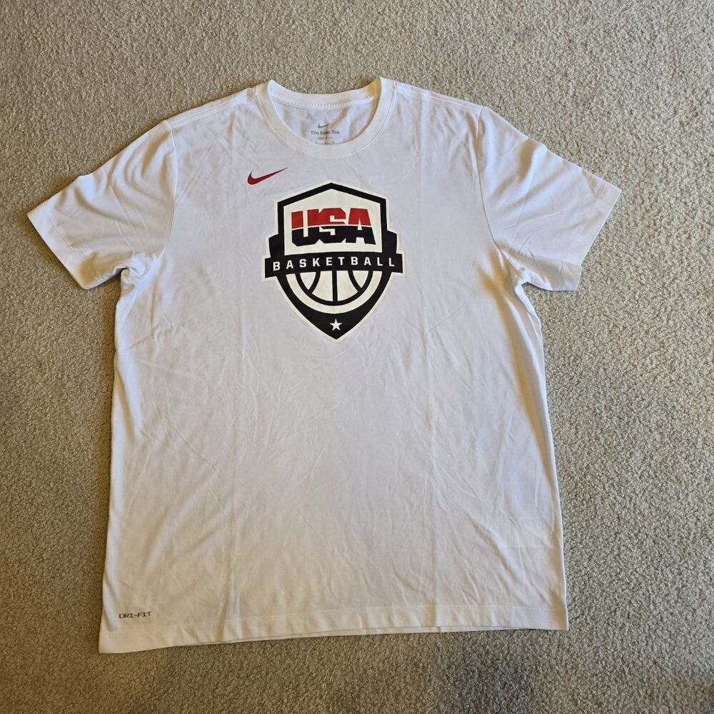 Nike Team USA Basketball Dri Fit Tee T Shirt Men XL White